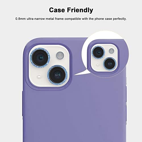 מקגוג ' והי [גליטר כחול] [2 סטים] לאייפון 13 / אייפון 13 מגן עדשות מצלמה מיני, מגן מסך כיסוי מצלמה מזכוכית
